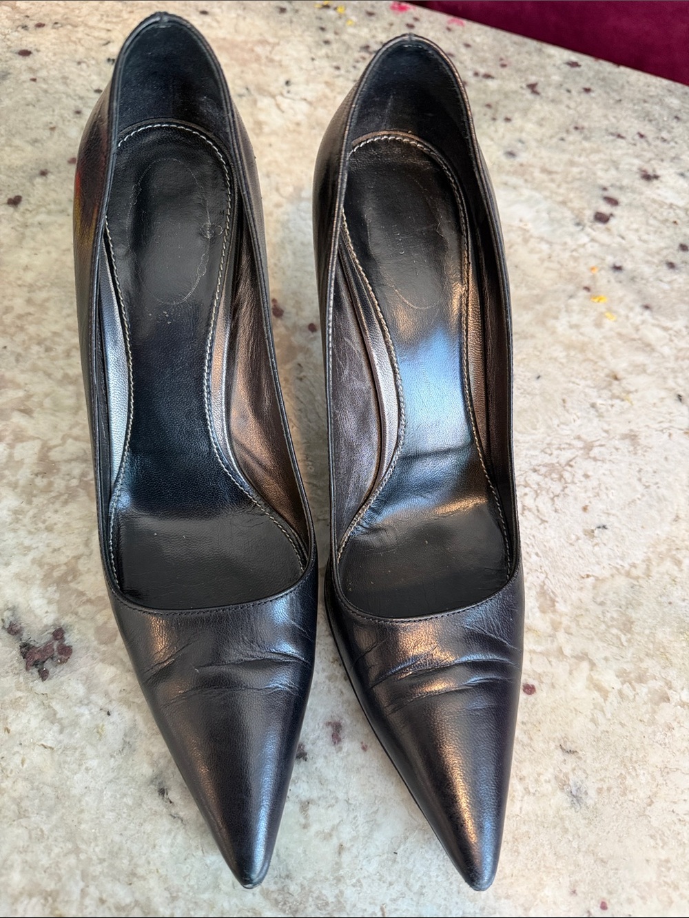 Prada Black Leather Pointed-Toe Heels - Picture 3 of 13